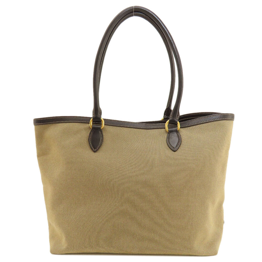 Prada beige Bag leather canvas Tote Jacquard Logo brown